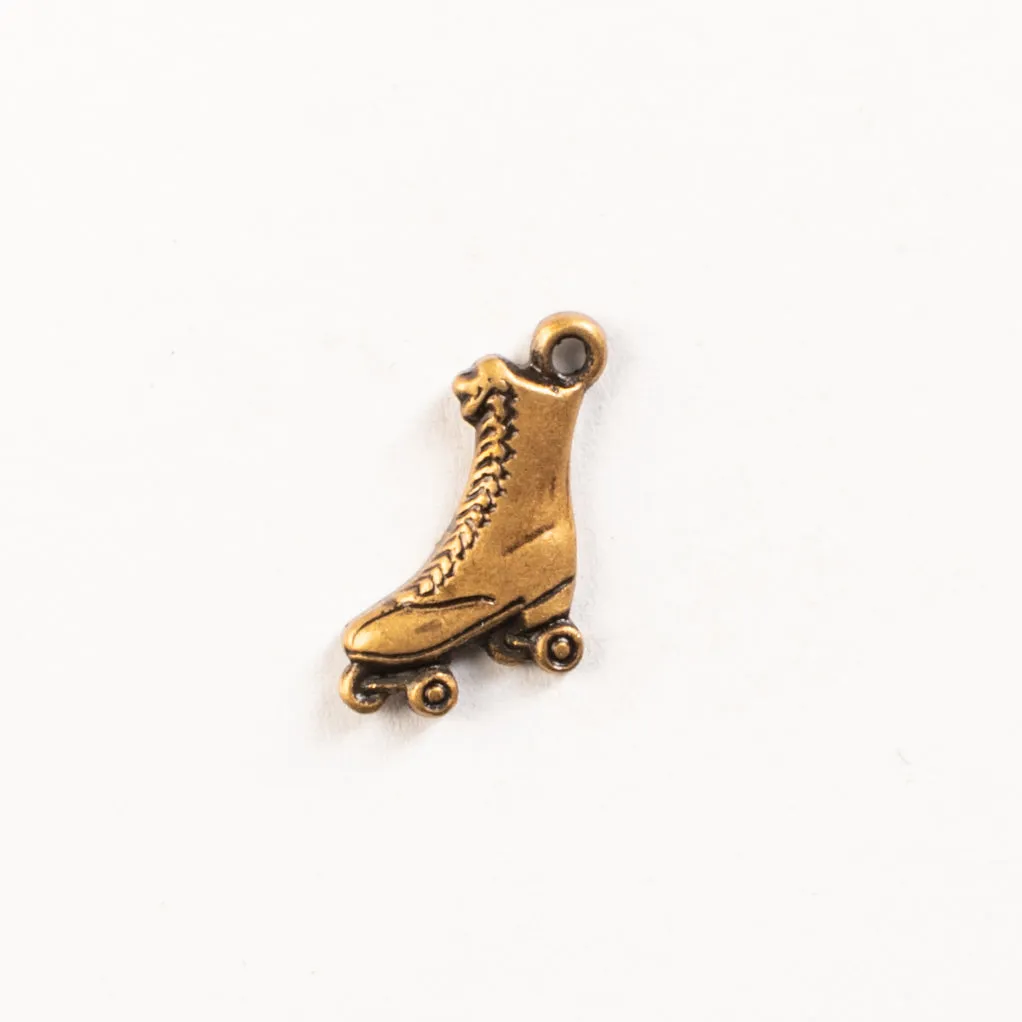 11mm Classic Silver, Antique Gold Roller Skate Charms, pack of 6