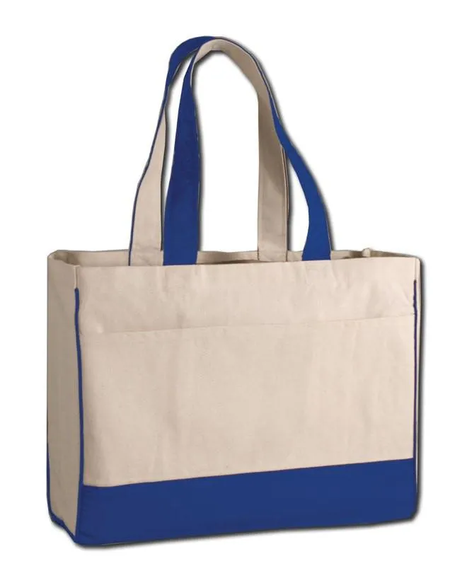 12 ct Cotton Canvas Tote Bag with Inside Zipper Pocket - By Dozen