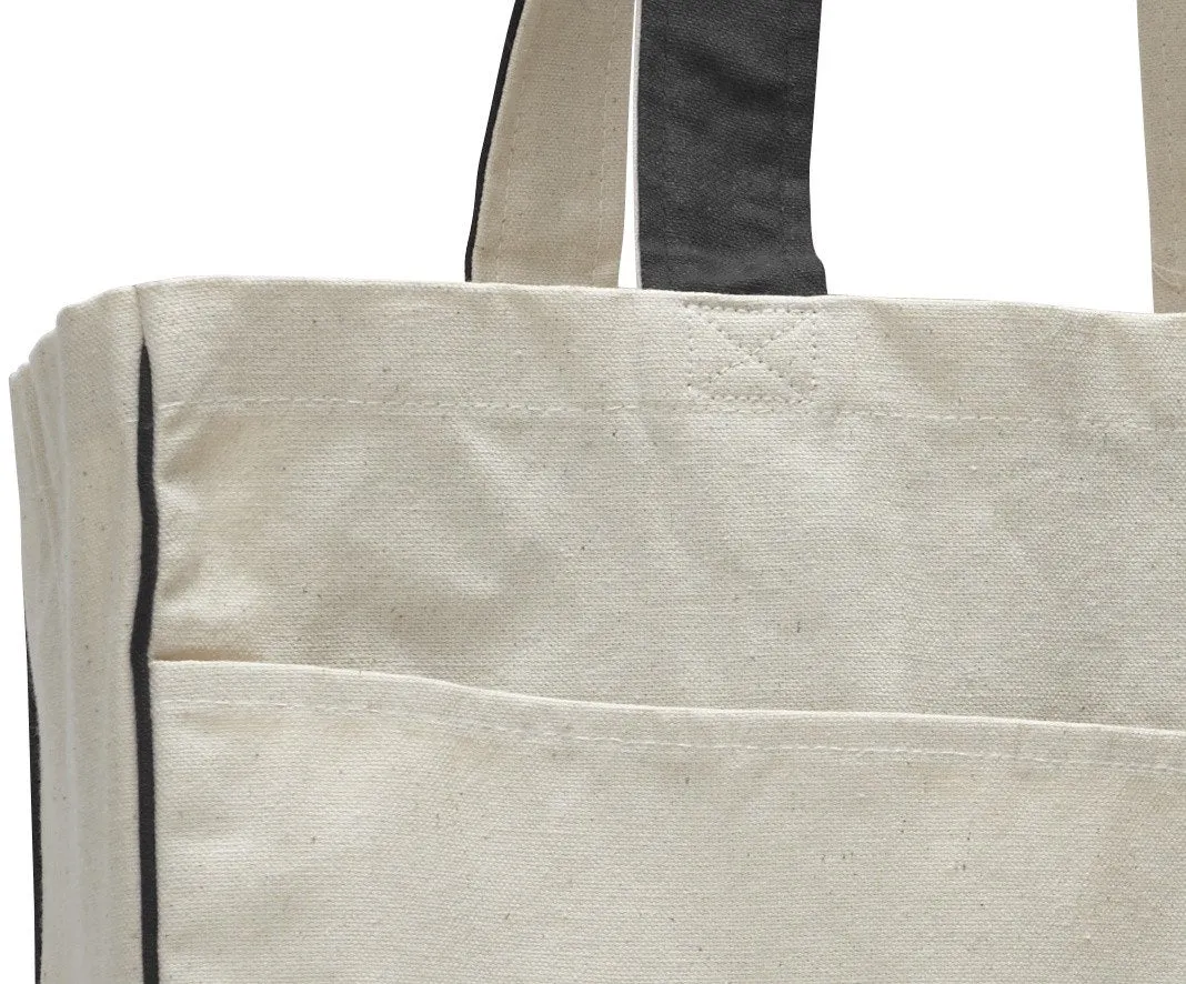 12 ct Cotton Canvas Tote Bag with Inside Zipper Pocket - By Dozen