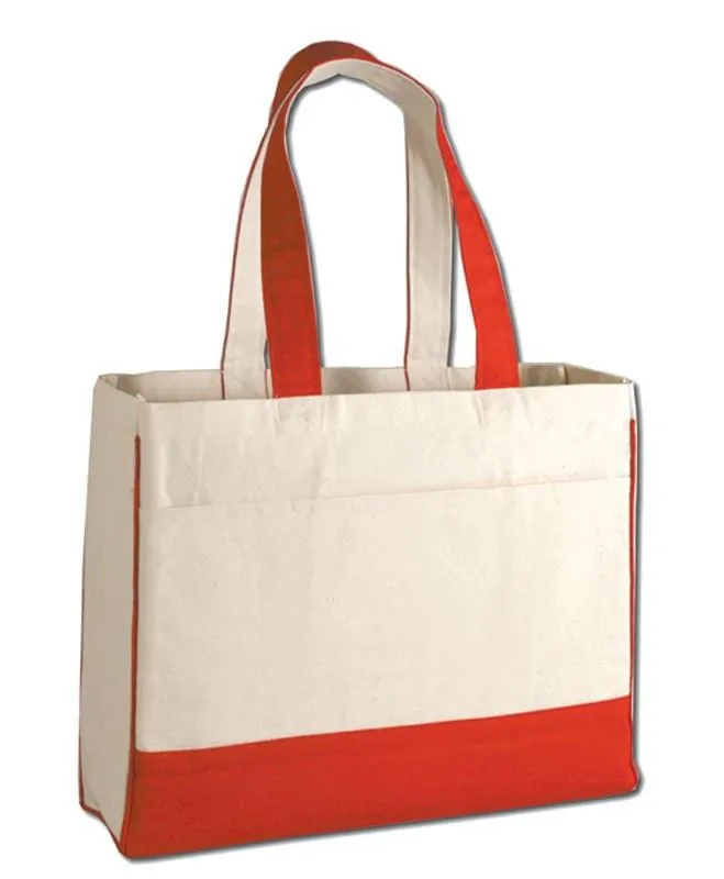 12 ct Cotton Canvas Tote Bag with Inside Zipper Pocket - By Dozen