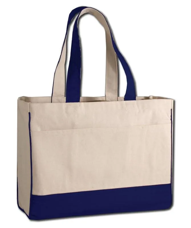 12 ct Cotton Canvas Tote Bag with Inside Zipper Pocket - By Dozen