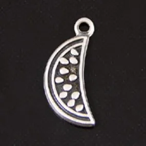 12mm Watermelon Slice Charm, Vintage Silver, 6 pack