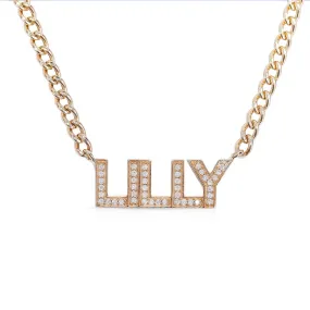 14K GOLD AND DIAMOND CHUNKY PERSONALIZED NECKLACE