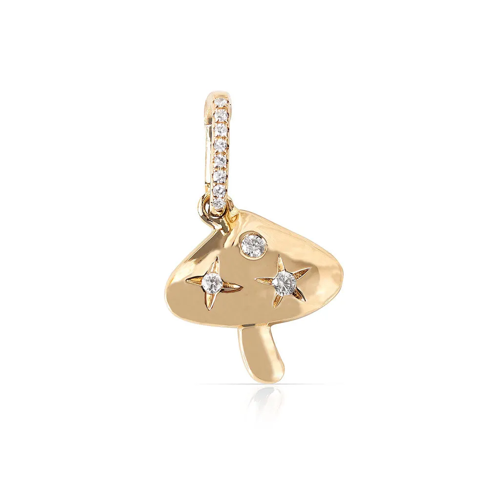 14K GOLD AND DIAMOND MUSHROOM CHARM