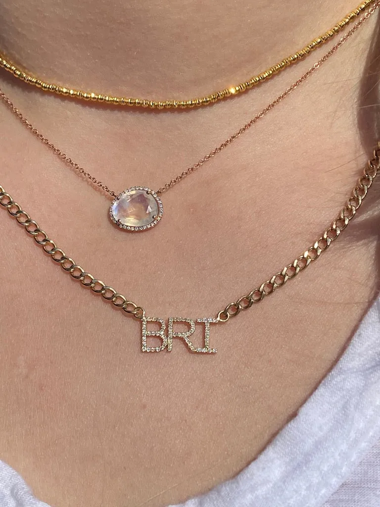 14K GOLD AND DIAMOND PERSONALIZED SIMPLE BLOCK NECKLACE