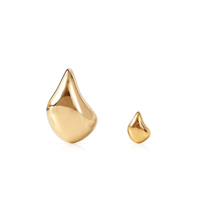 14K GOLD CURVE SCULPTURAL EARRINGS LARGE