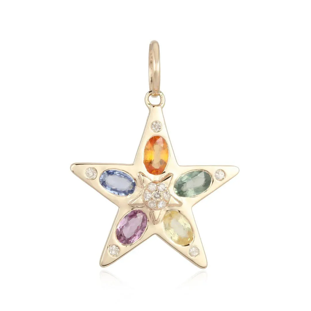 14K GOLD DIAMOND AND GEMSTONE STAR