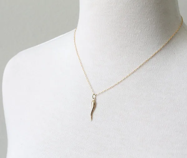 14k Gold Italian Horn Necklace