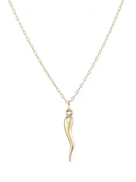 14k Gold Italian Horn Necklace