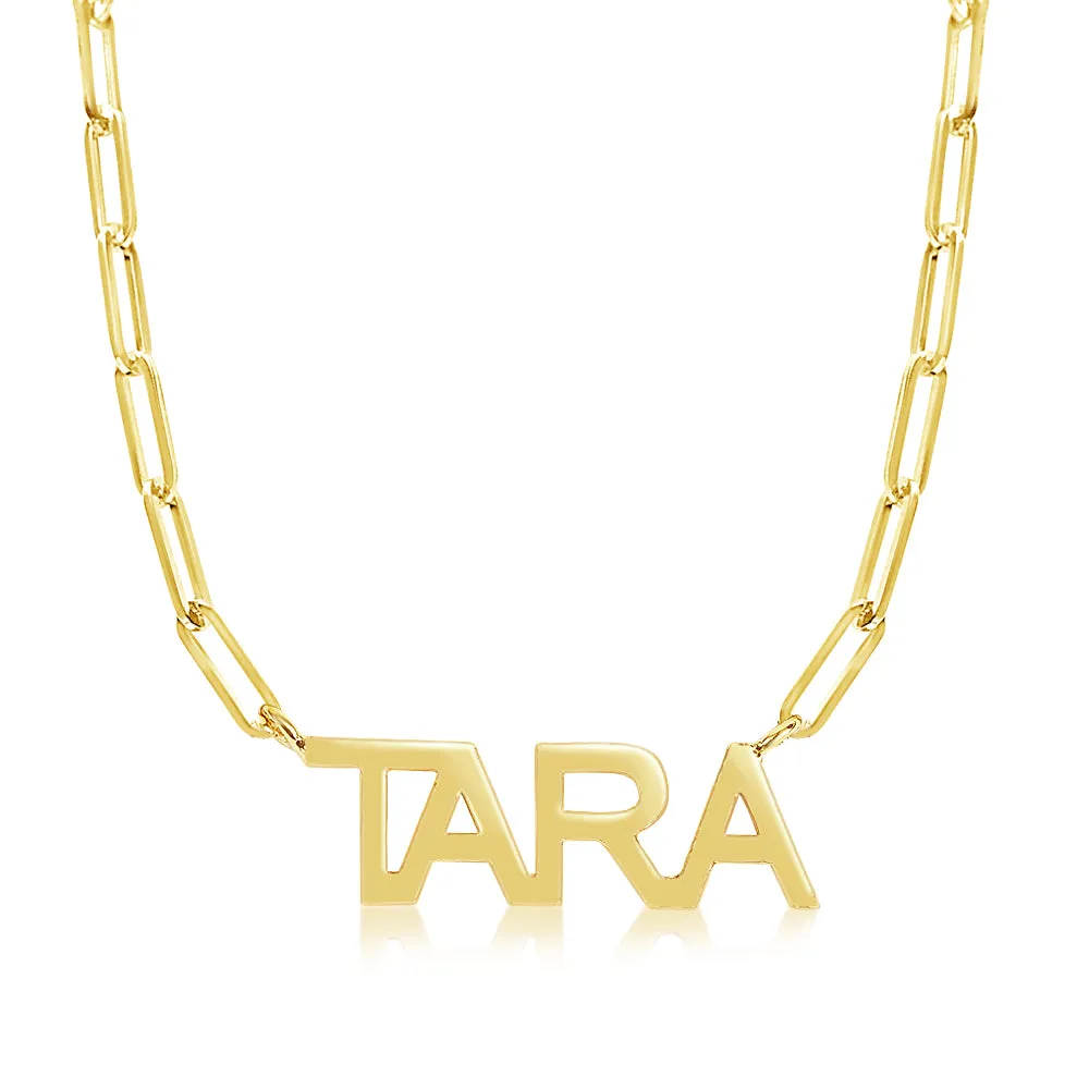 14K GOLD PERSONALIZED SIMPLE BLOCK NECKLACE