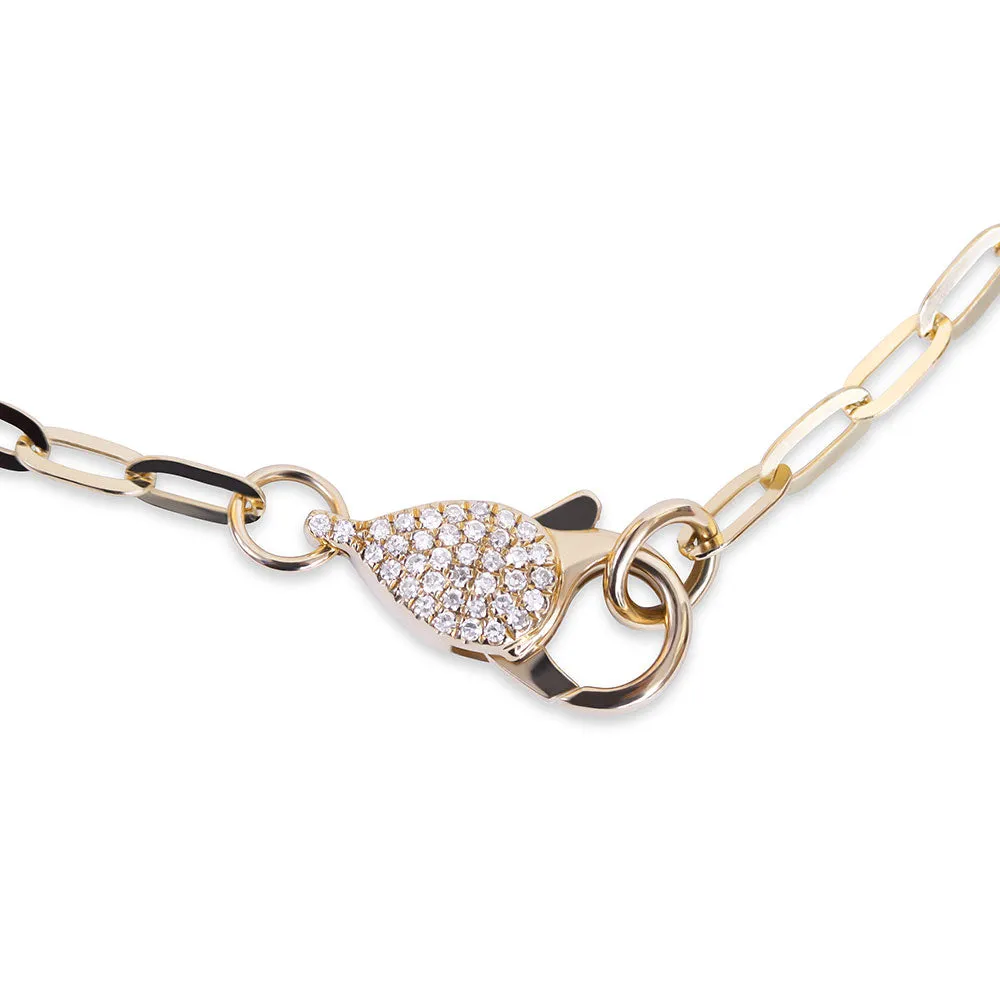 14K GOLD WITH LOBSTER DIAMOND CLASP PAPERCLIP BRACELET