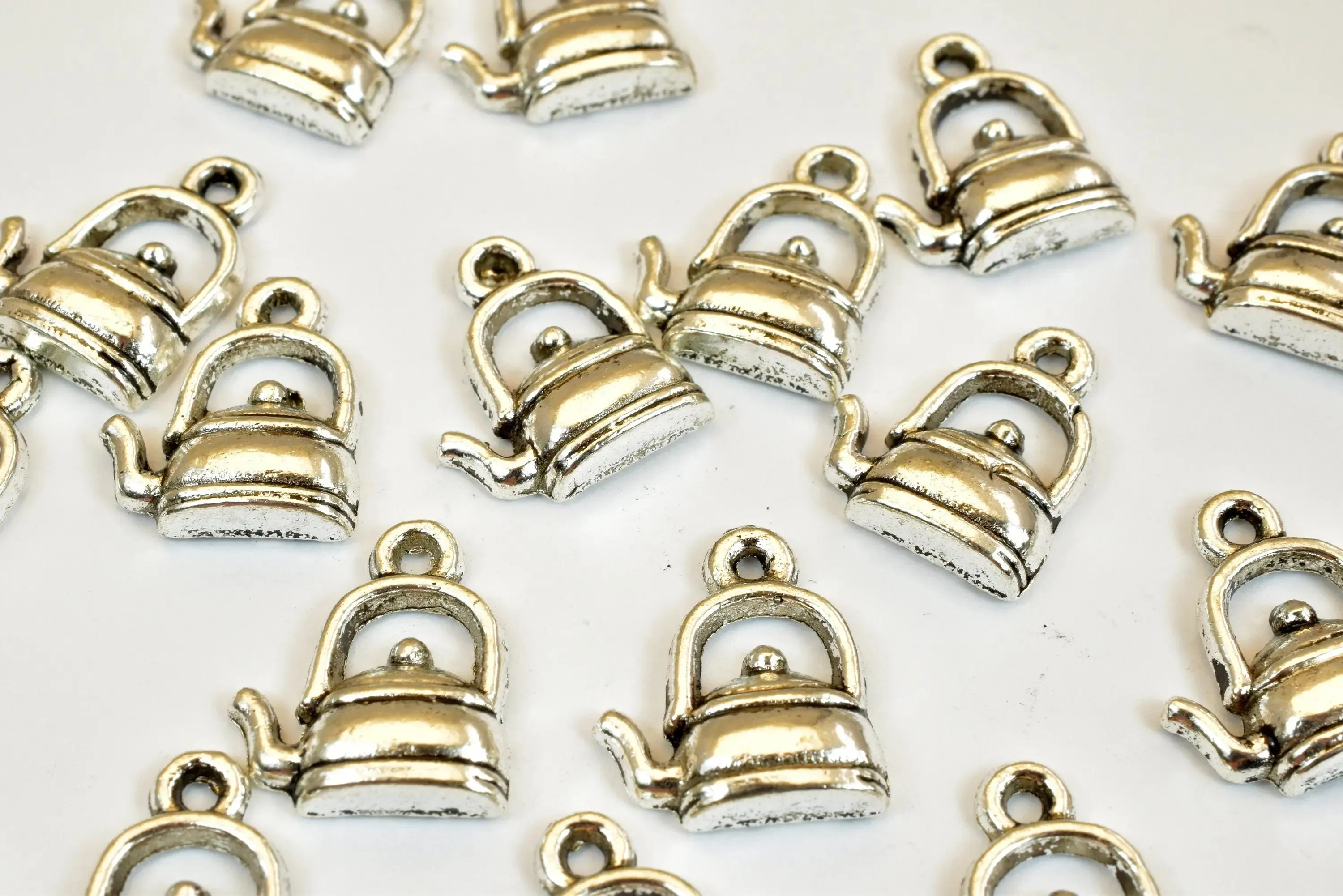 18 PCs Kettle Charms Alloy Silver Size 15x13mm Jump Ring Size 2mm For Jewelry Making