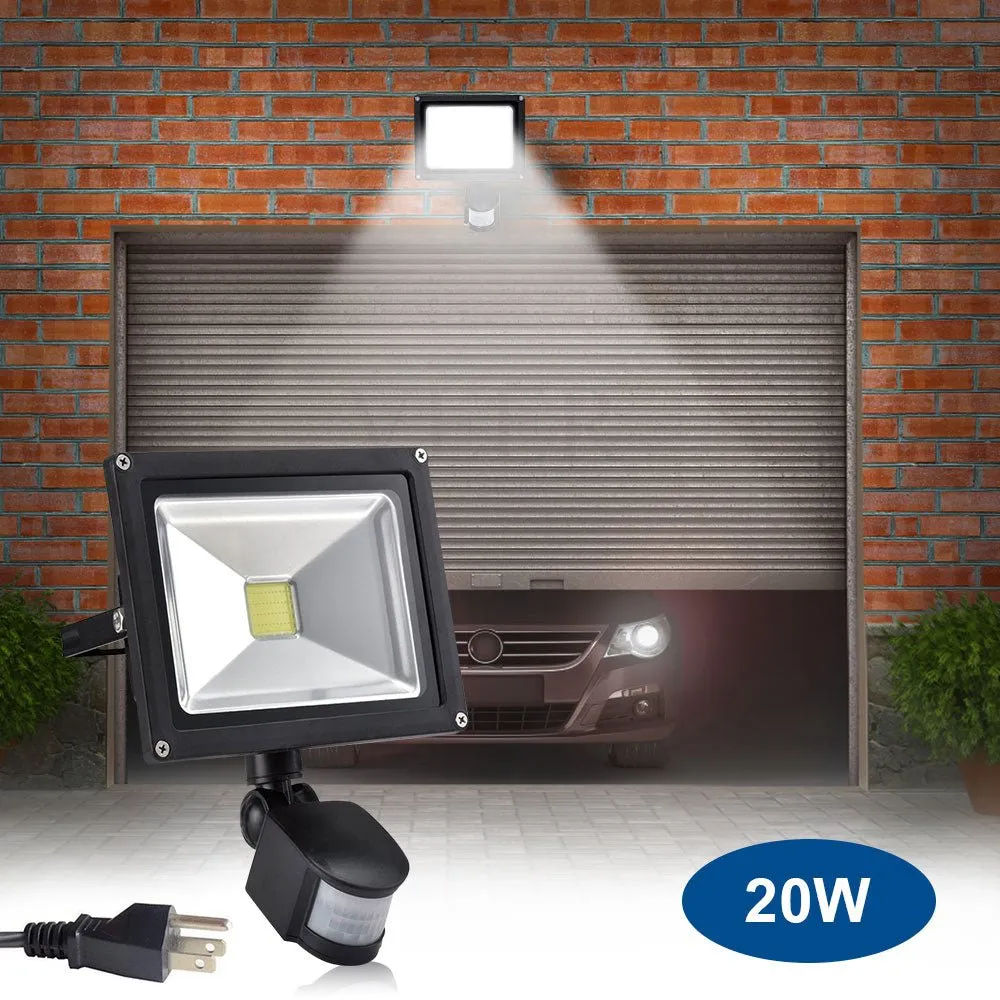 20W Led Motion Sensor Flood Lights Outdoor, 6000K, Cool White, 1600lm