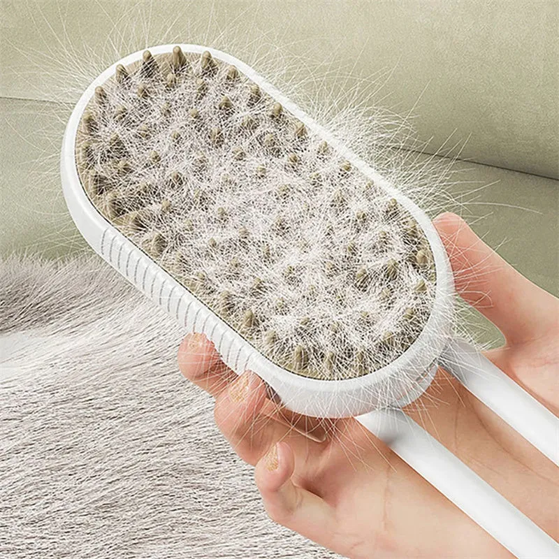 3-in-1 Cat Steam Brush and Dog Grooming Brush - Electric Spray for Massage and Hair Removal