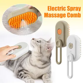 3-in-1 Cat Steam Brush and Dog Grooming Brush - Electric Spray for Massage and Hair Removal