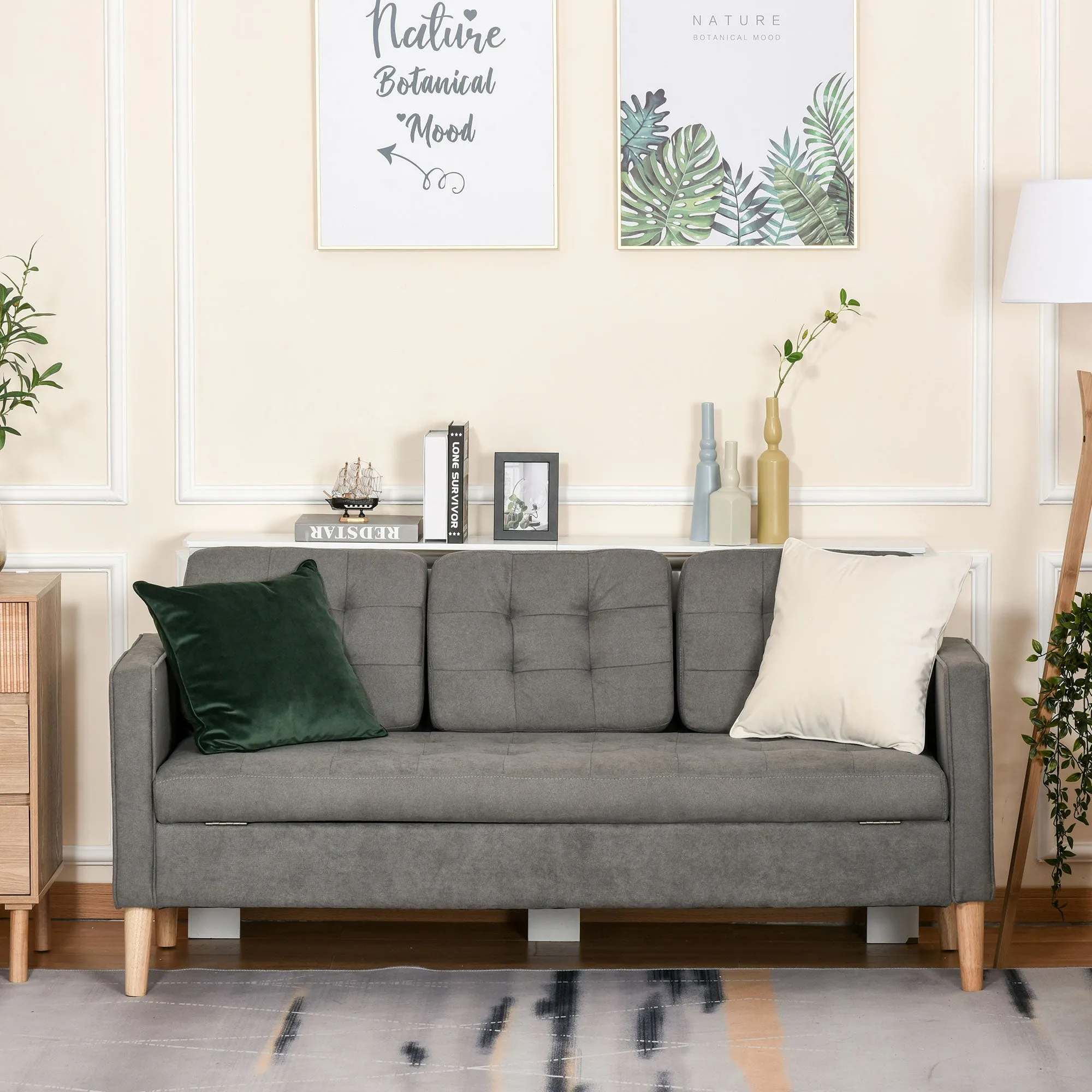 3 Seater Sofa With Storage - Grey