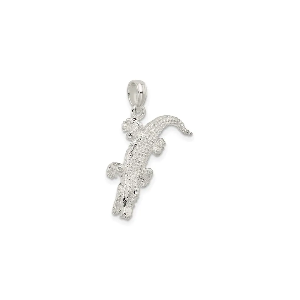 3D Alligator Pendant (Silver)