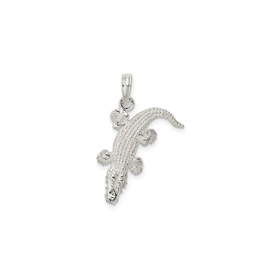 3D Alligator Pendant (Silver)