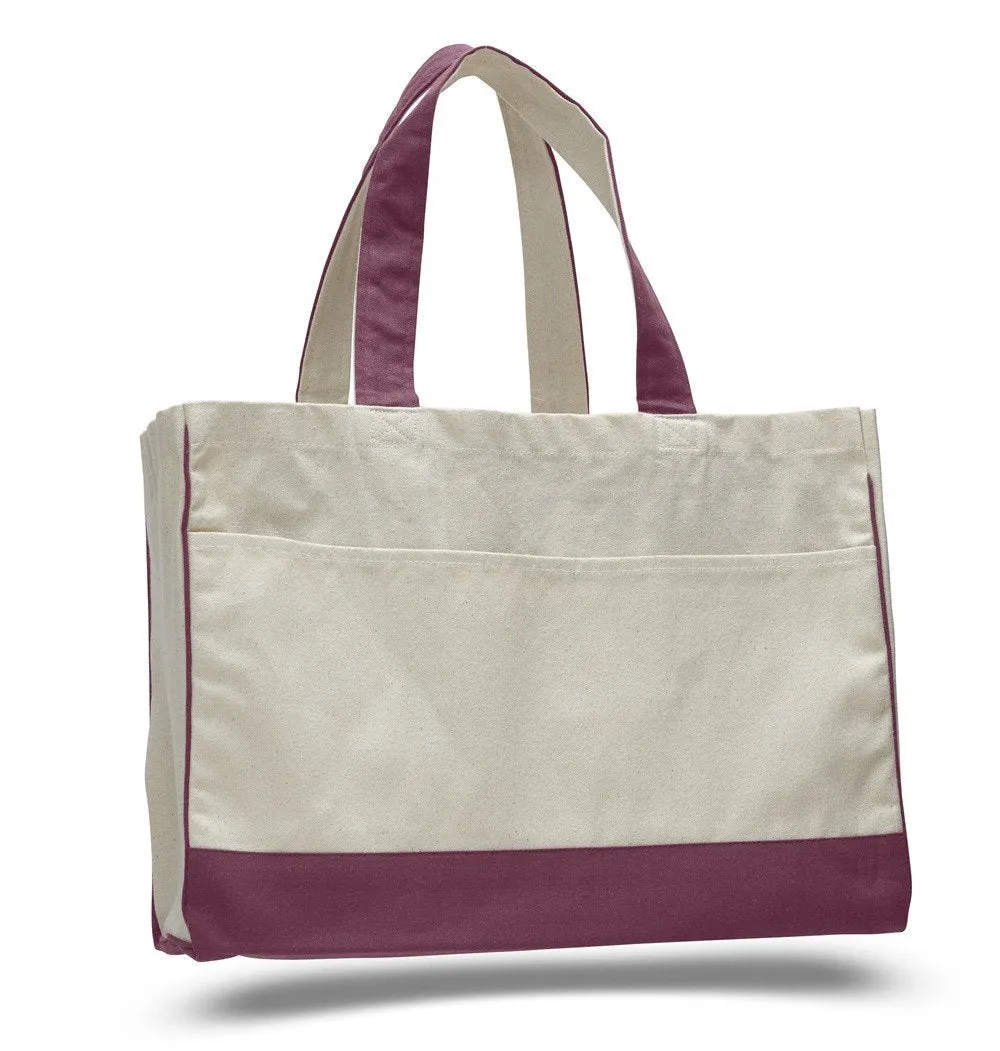 48 ct Cotton Canvas Tote Bag with Inside Zipper Pocket - By Case - Alternative Colors