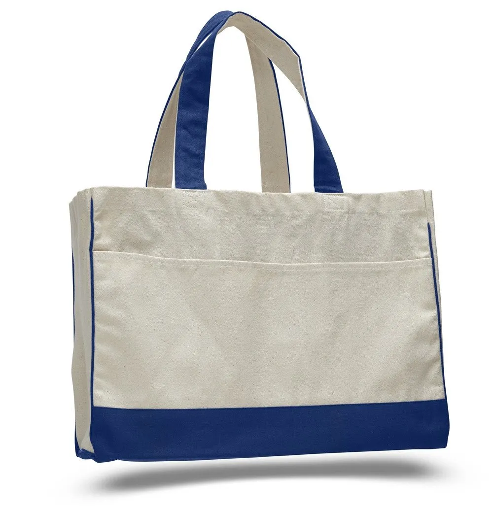 48 ct Cotton Canvas Tote Bag with Inside Zipper Pocket - By Case