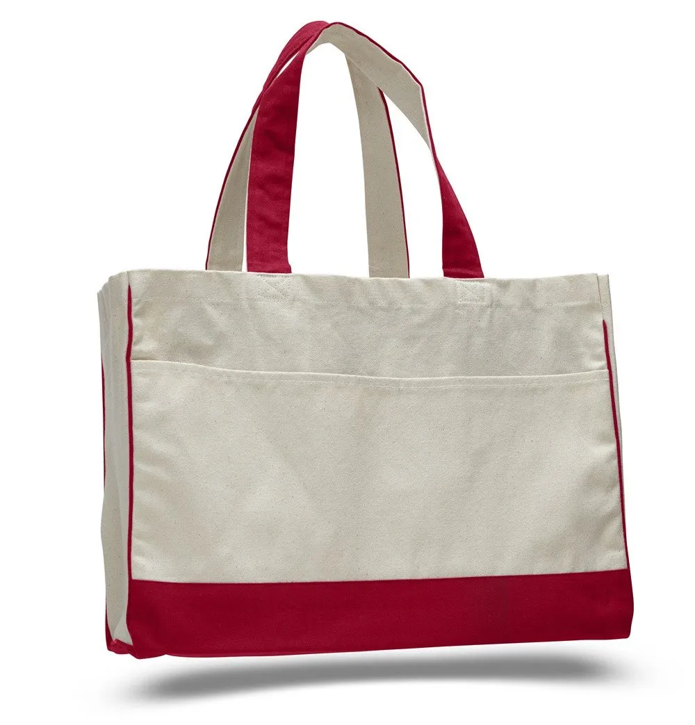 48 ct Cotton Canvas Tote Bag with Inside Zipper Pocket - By Case