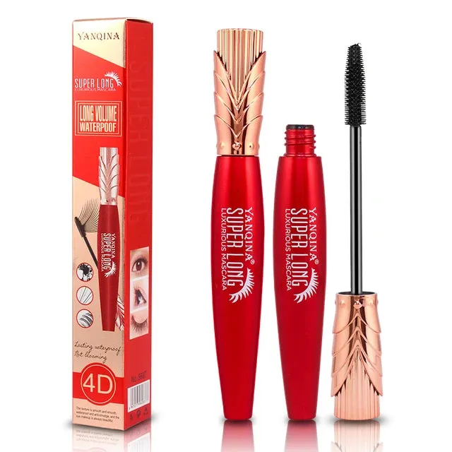 4D Silk Fiber Mascara Lengthening Waterproof Long Lasting Curling Thick Waterproof Mascara Long Eyelashes Extension Make Up