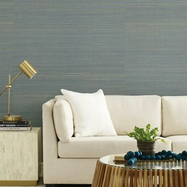 Abaca Weave Wallpaper in Blue from the Elegant Earth Collection