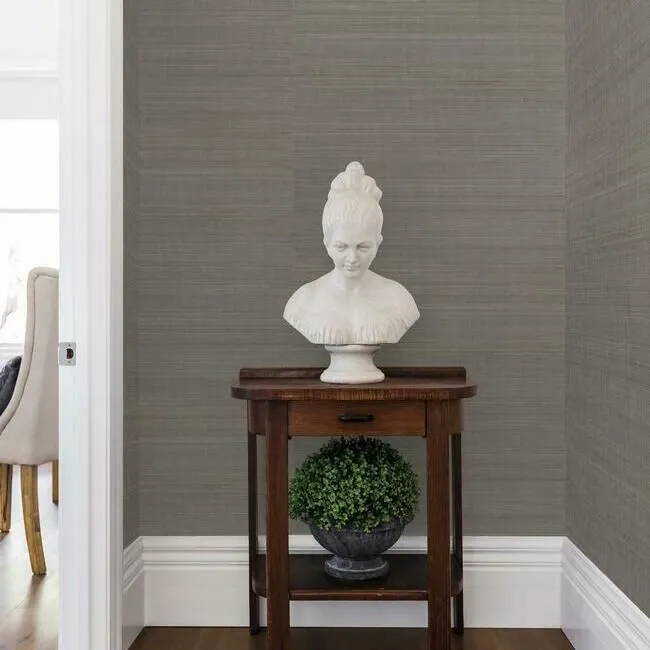 Abaca Weave Wallpaper in Charcoal from the Elegant Earth Collection