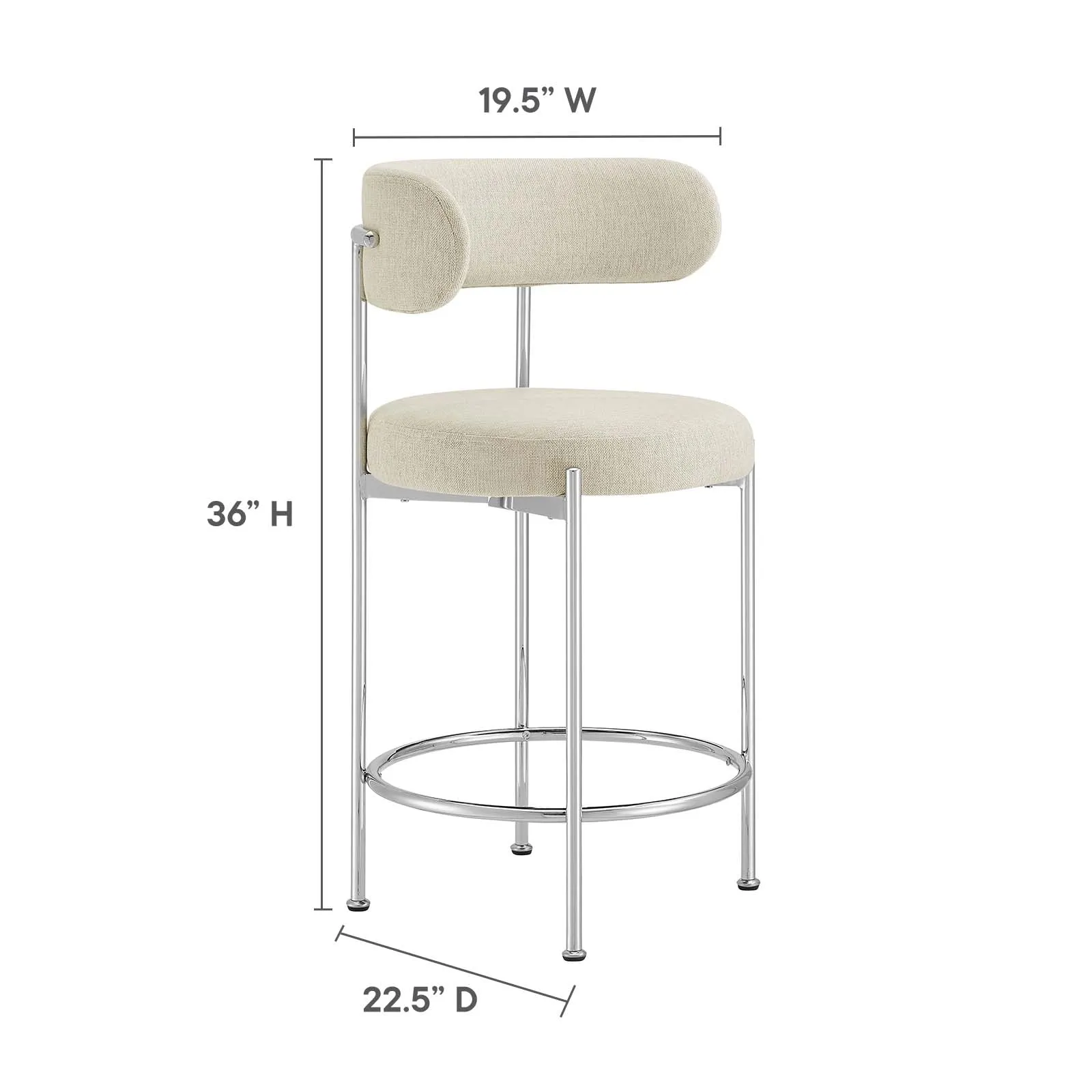 Albie Fabric Counter Stools - Set of 2 by Modway