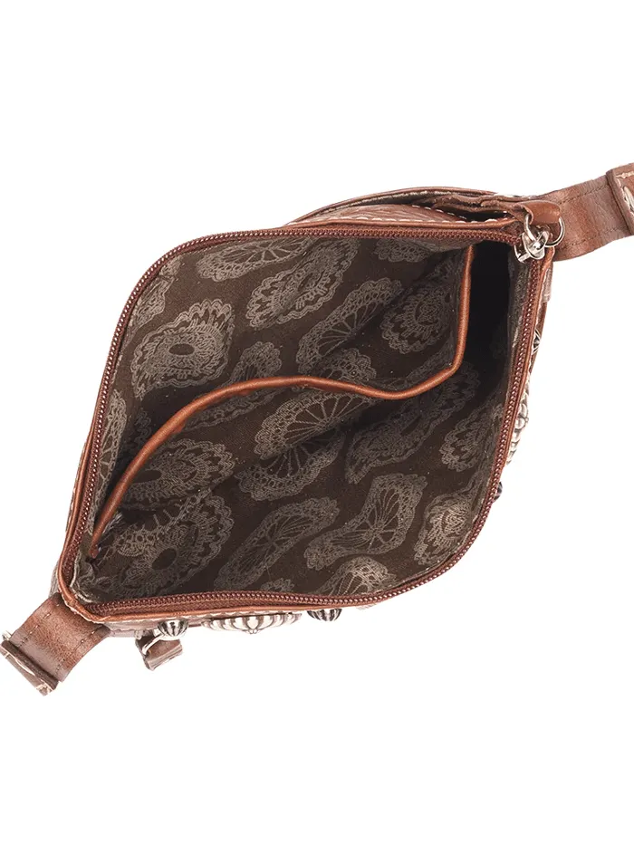 American West 4385884 Ladies Cowtown Trail Rider Crossbody Hip Bag Brown