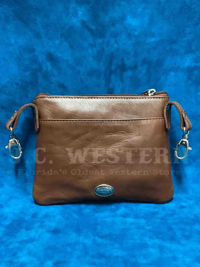 American West 4385884 Ladies Cowtown Trail Rider Crossbody Hip Bag Brown