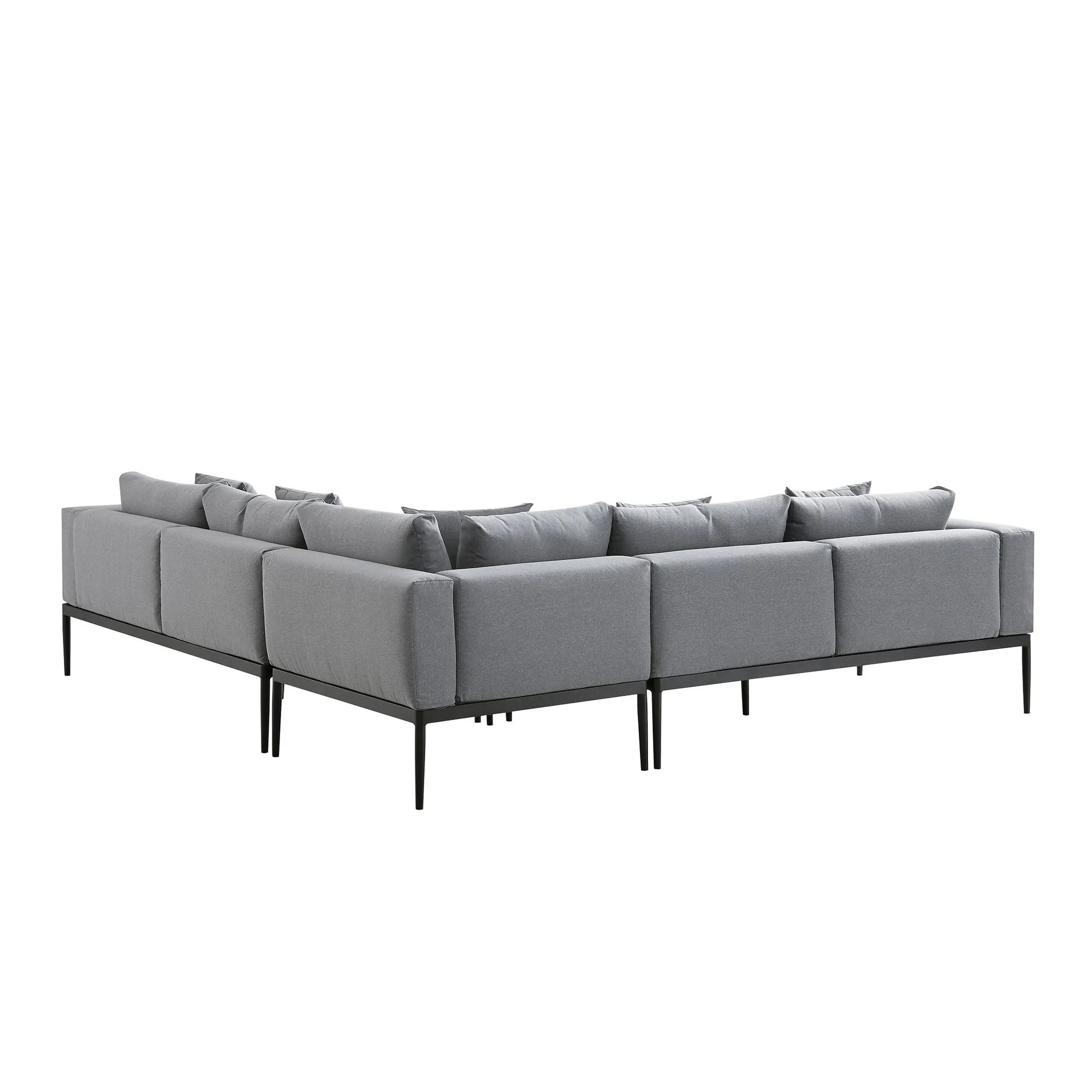 Calabasas Large Outdoor Fabric Aluminium Frame Corner Sofa Set with Coffee Table, Dark Grey