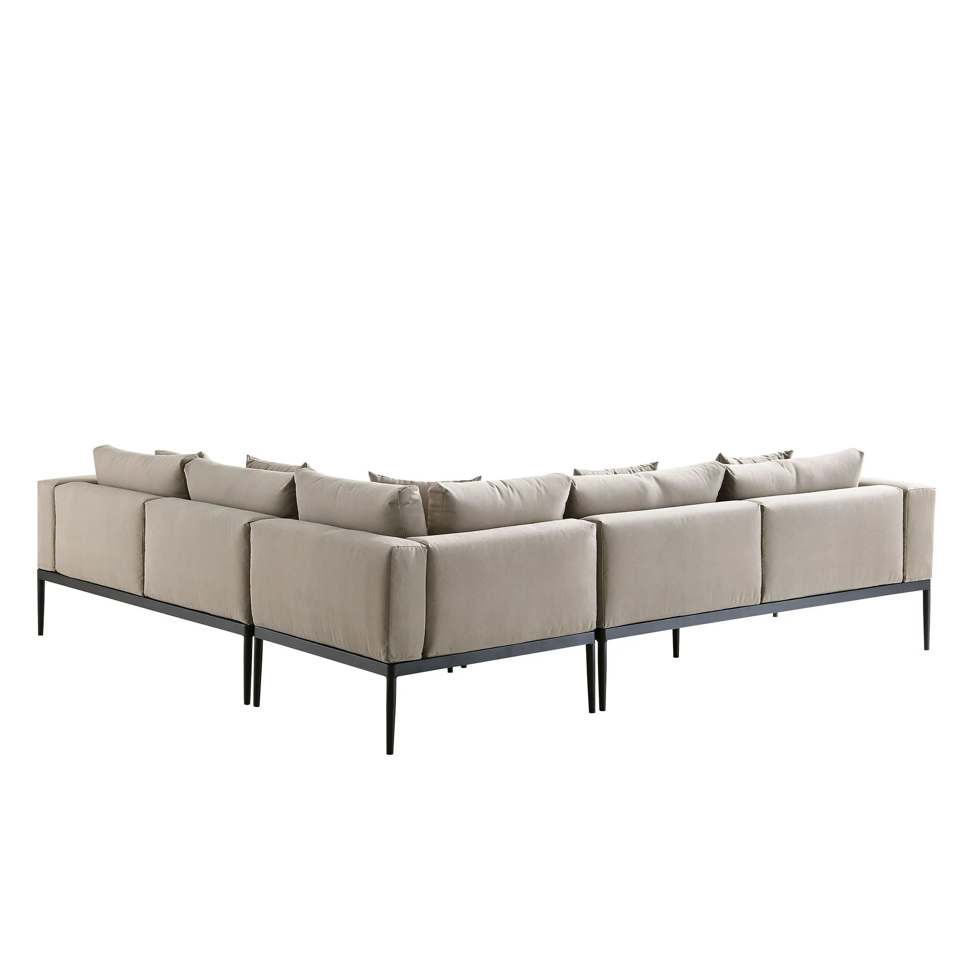 Calabasas Large Outdoor Fabric Aluminium Frame Corner Sofa Set with Coffee Table, Taupe