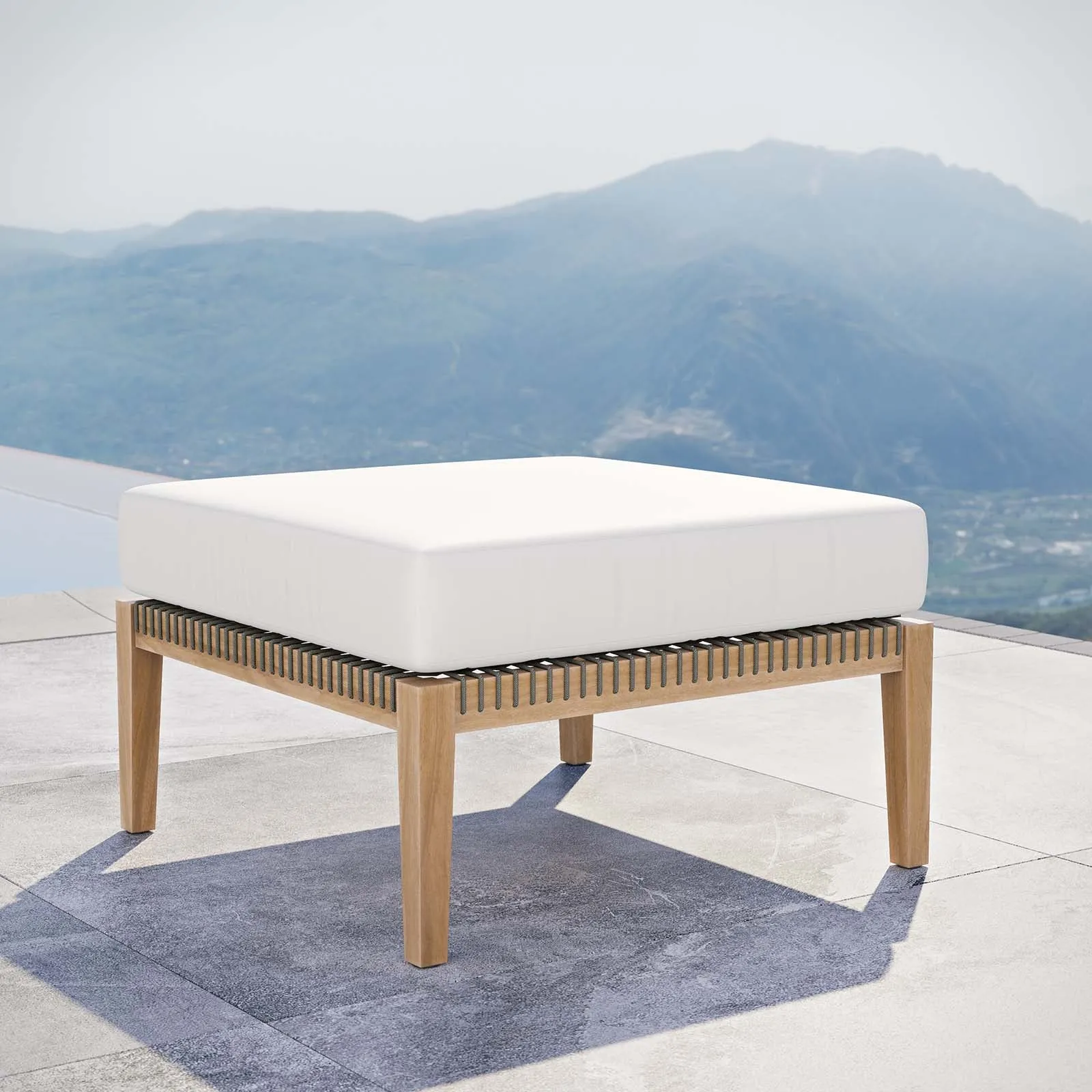 Clearwater Outdoor Patio Teak Wood Ottoman by Modway