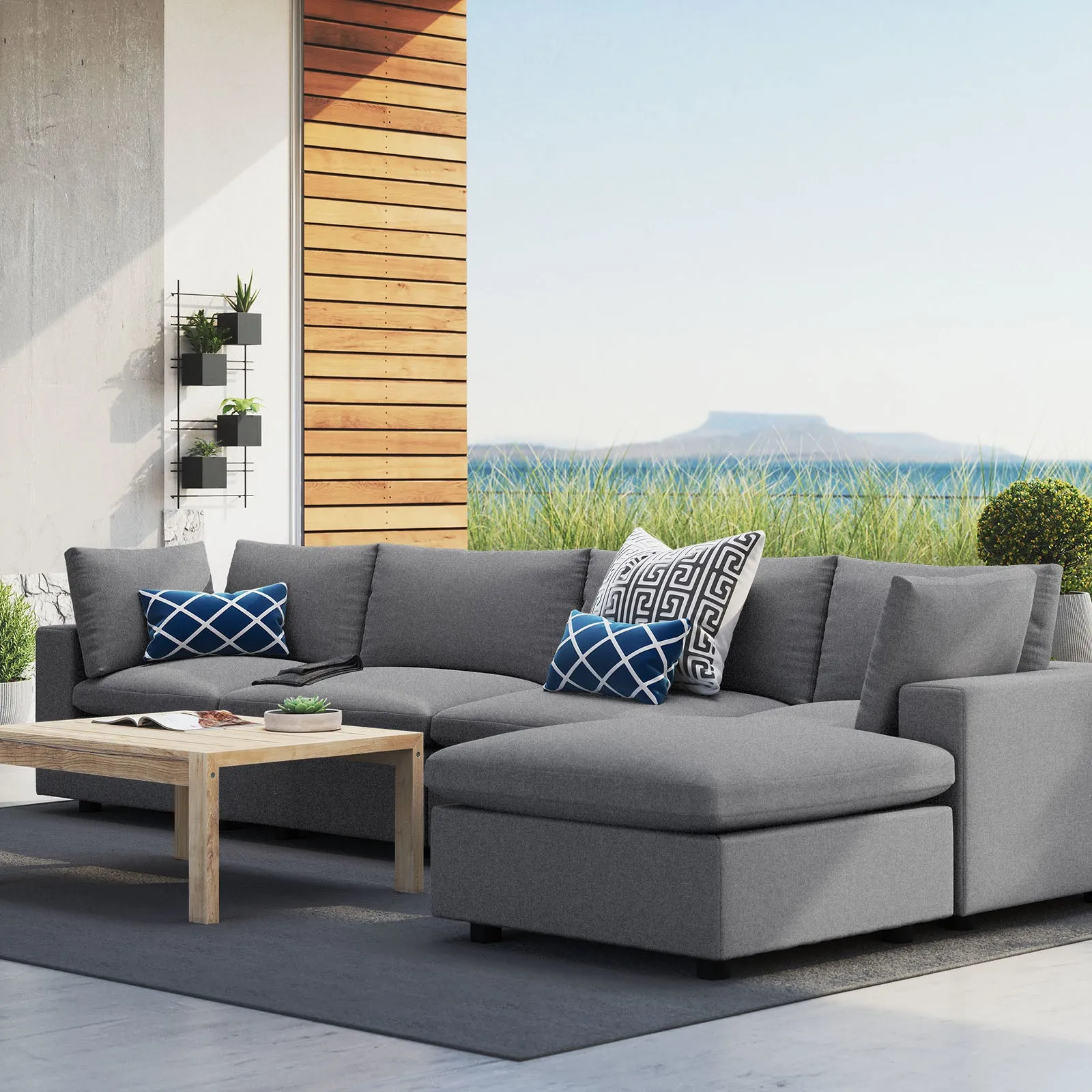 Commix 5-Piece Sunbrella® Outdoor Patio Sectional Sofa by Modway