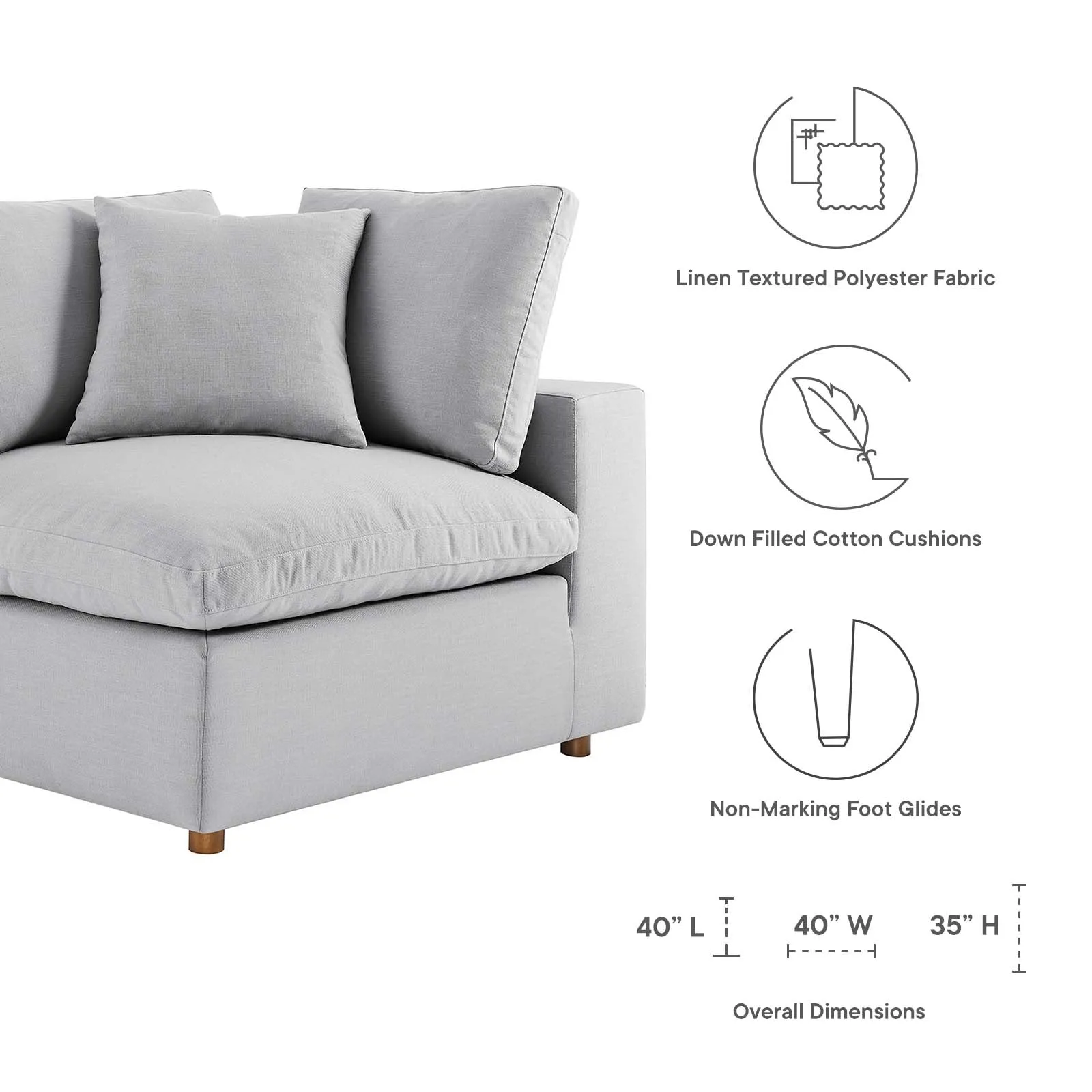 Commix Armless Corner Sectional by Modway