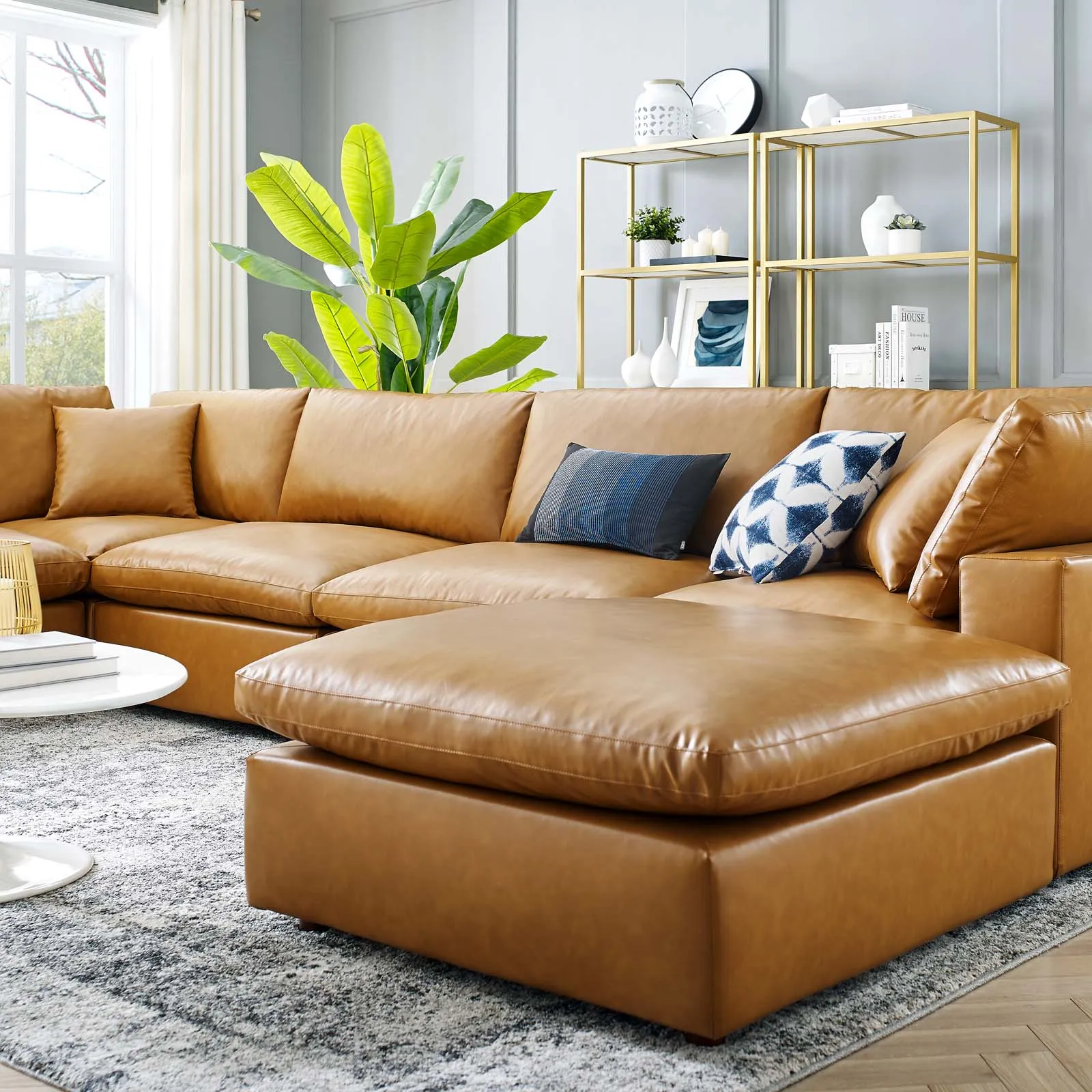 Commix Down Filled Overstuffed Vegan Leather 7-Piece Sectional Sofa by Modway