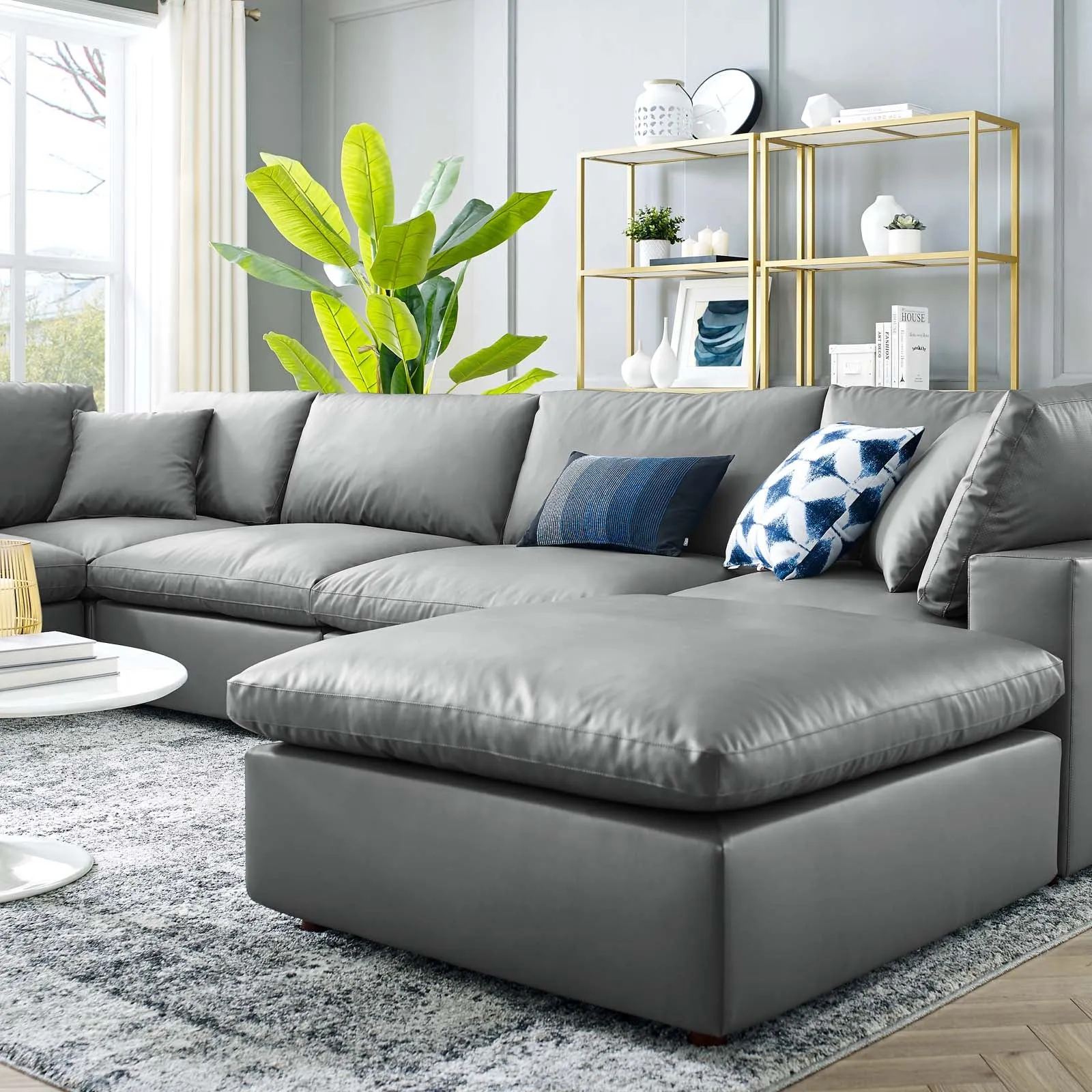 Commix Down Filled Overstuffed Vegan Leather 7-Piece Sectional Sofa by Modway