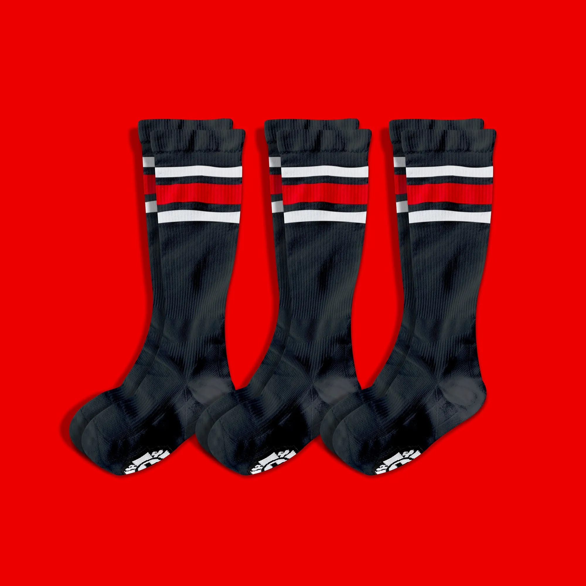 Compression Socks: RED Stripes (3-Pack)