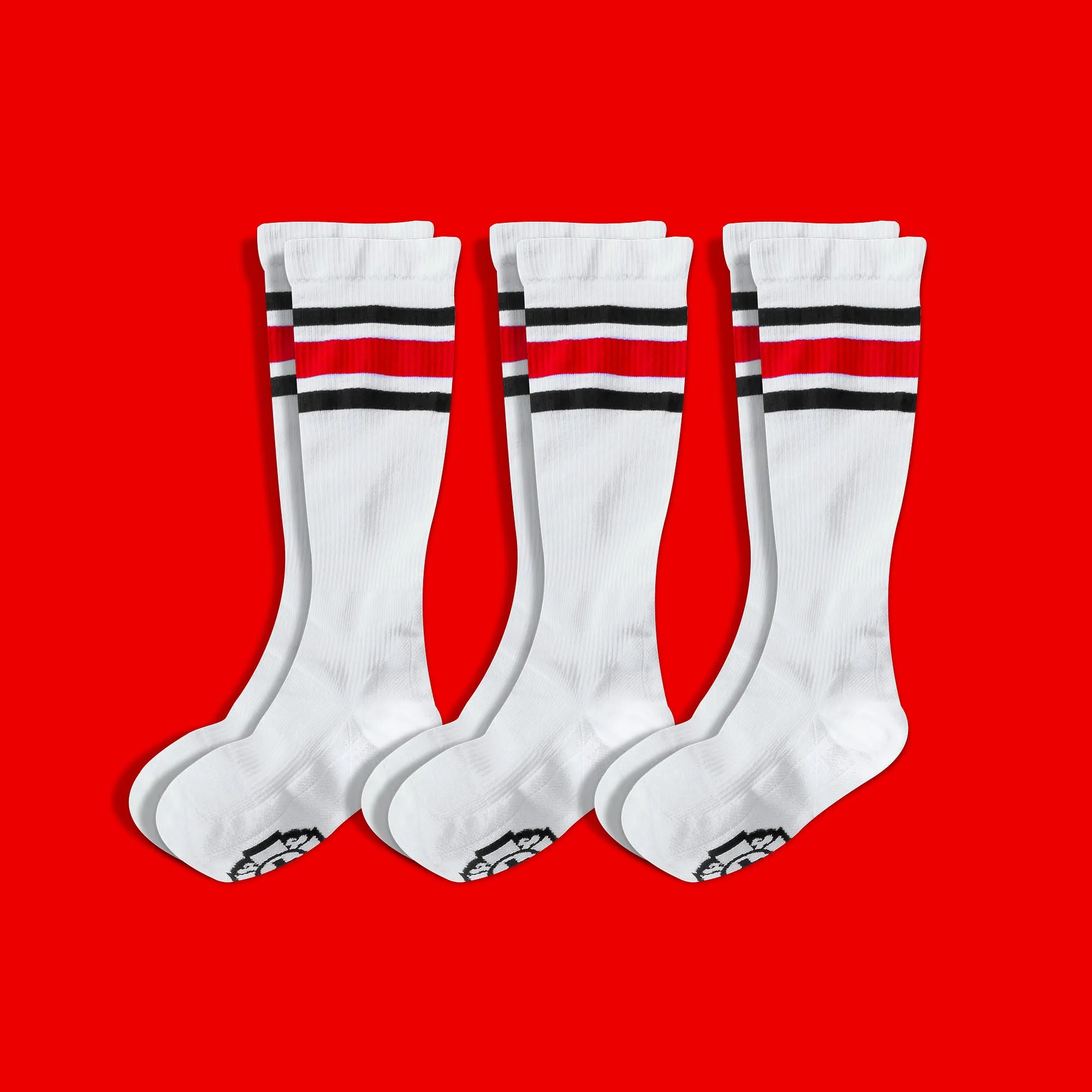 Compression Socks: RED Stripes (3-Pack)