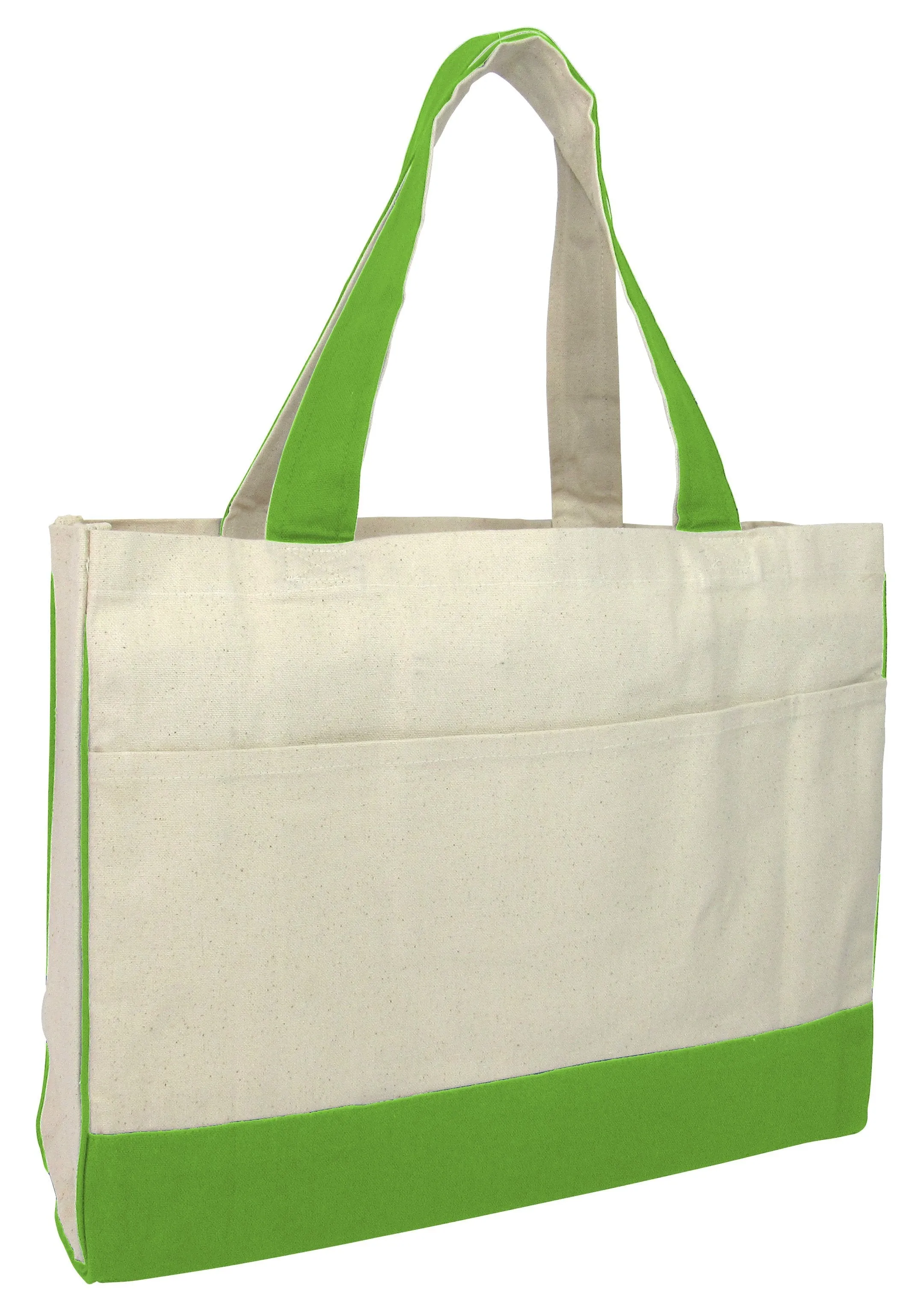 Cotton Canvas Tote Bag with Inside Zipper Pocket - Alternative Colors