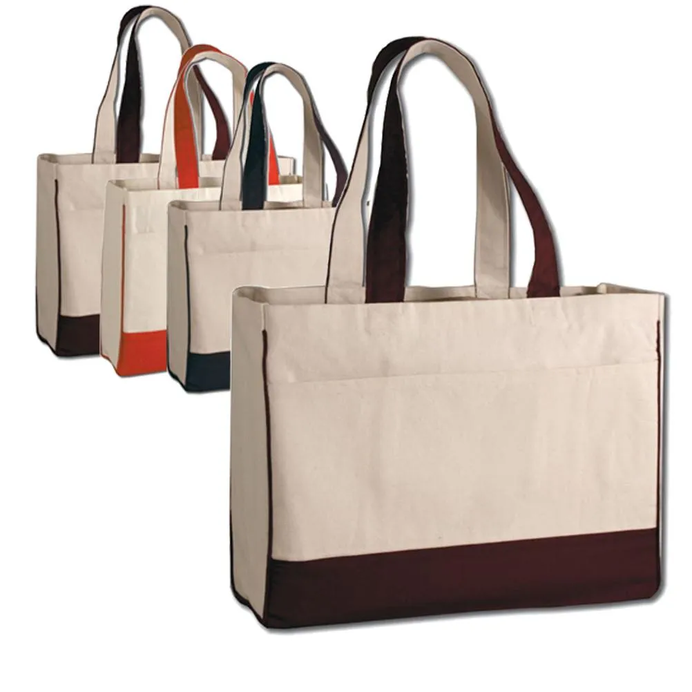 Cotton Canvas Tote Bag with Inside Zipper Pocket