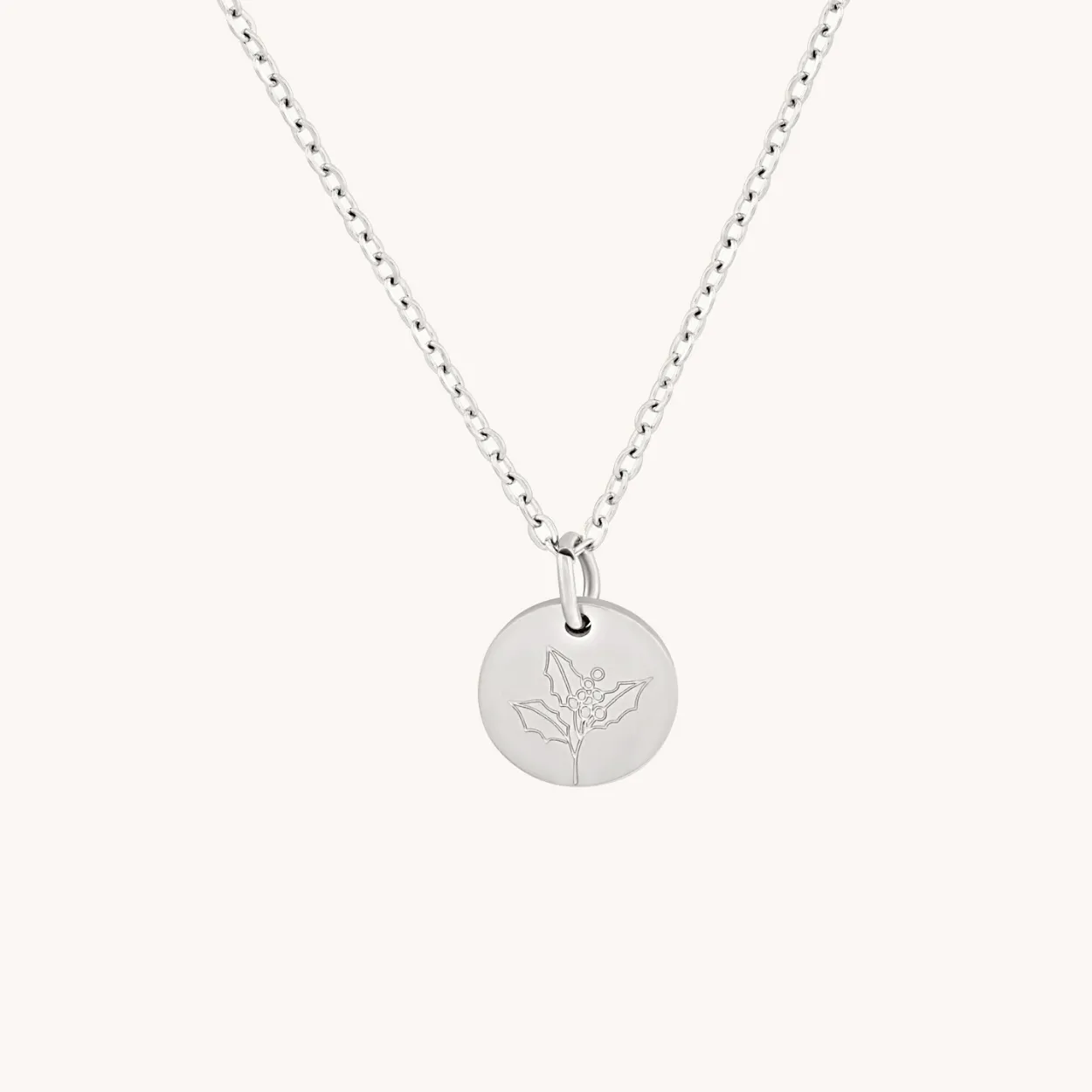 December Holly Silver Birthflower Necklace W.