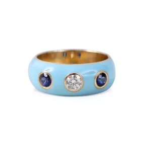 DIAMOND AND GEMSTONE ENAMEL DOME RING