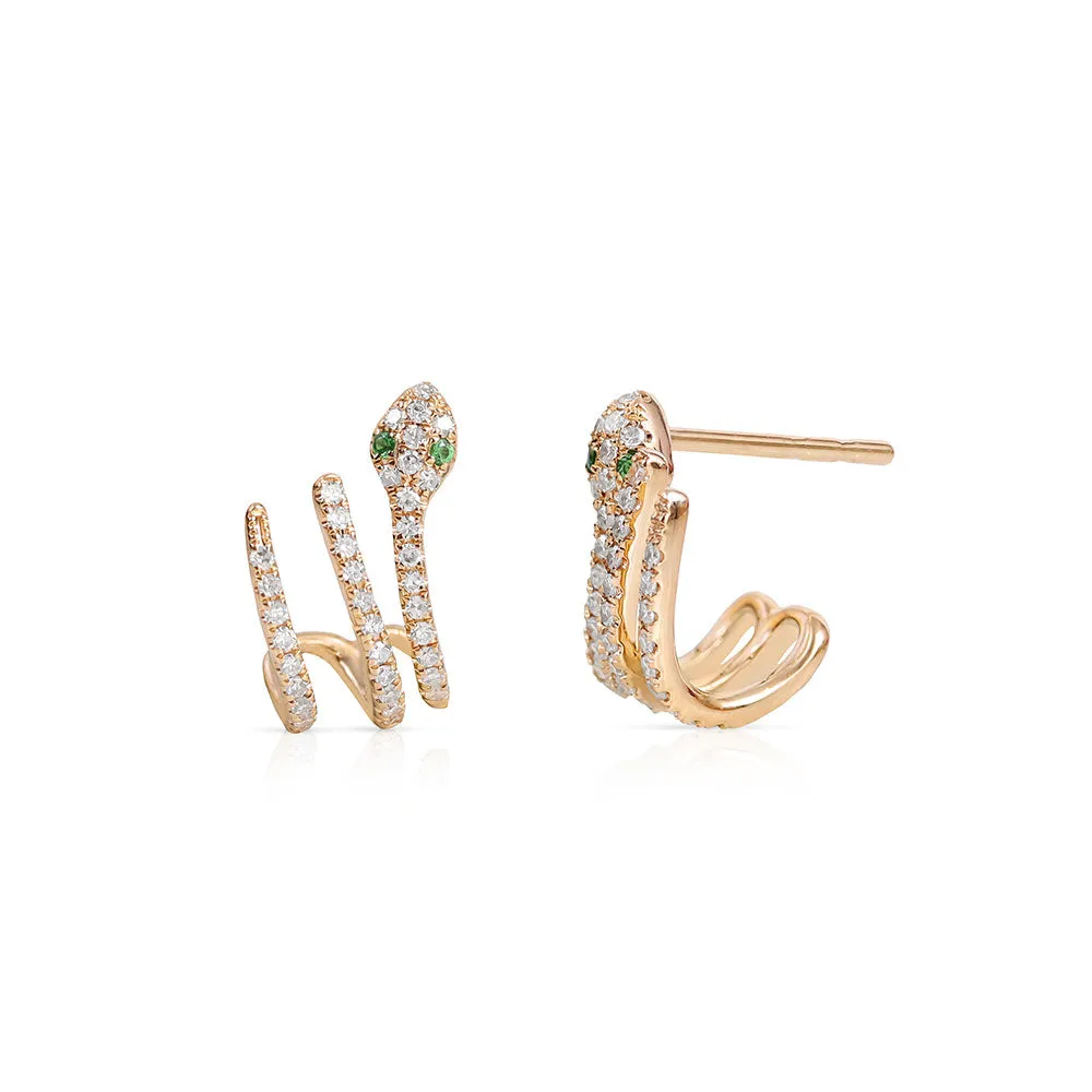 DIAMOND AND SNAKE CAGE STUDS