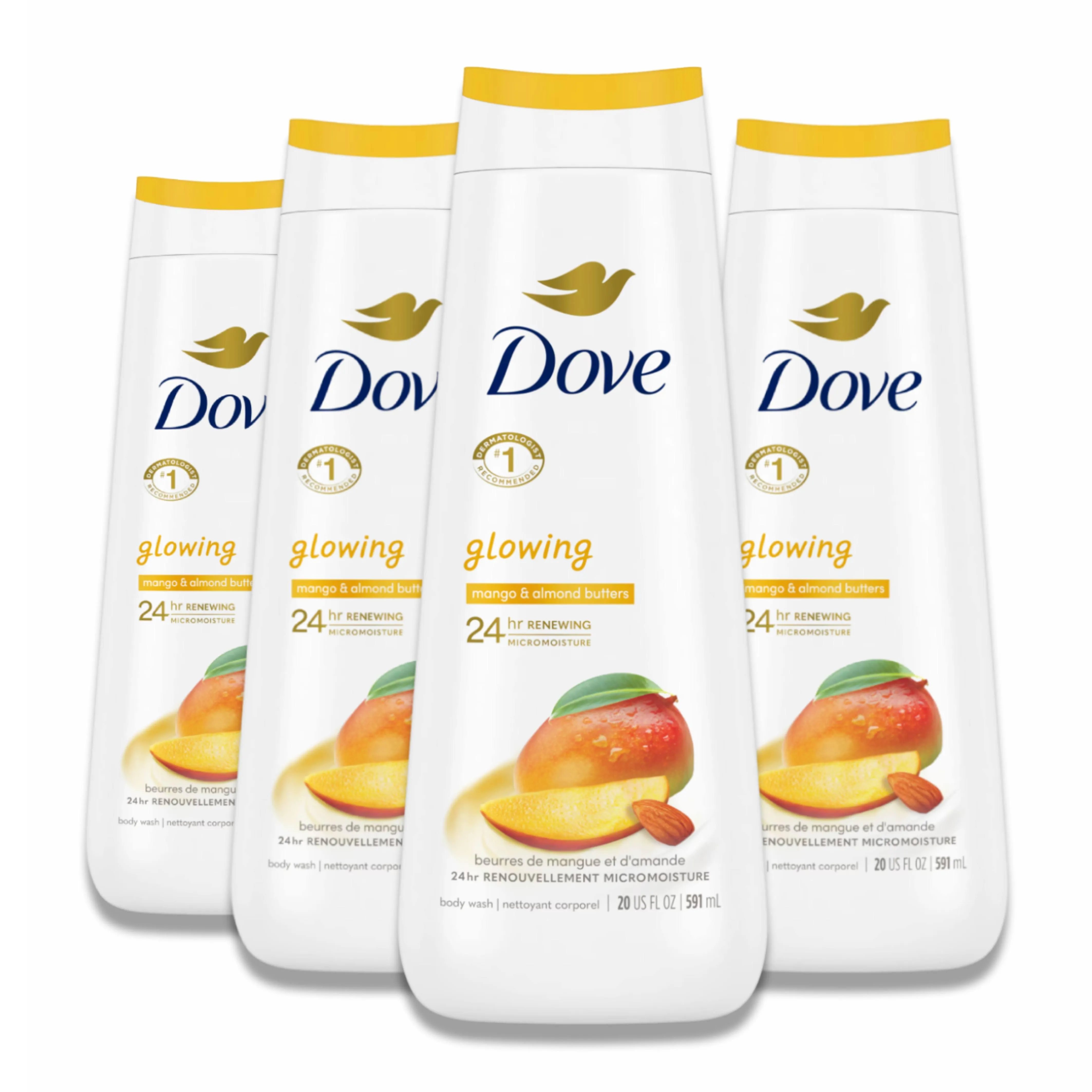 Dove - Glowing Body Wash with Mango and Almond Butter - 20 Oz - 4 Pack