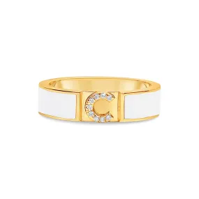 ENAMEL DIAMOND INITIAL  RING