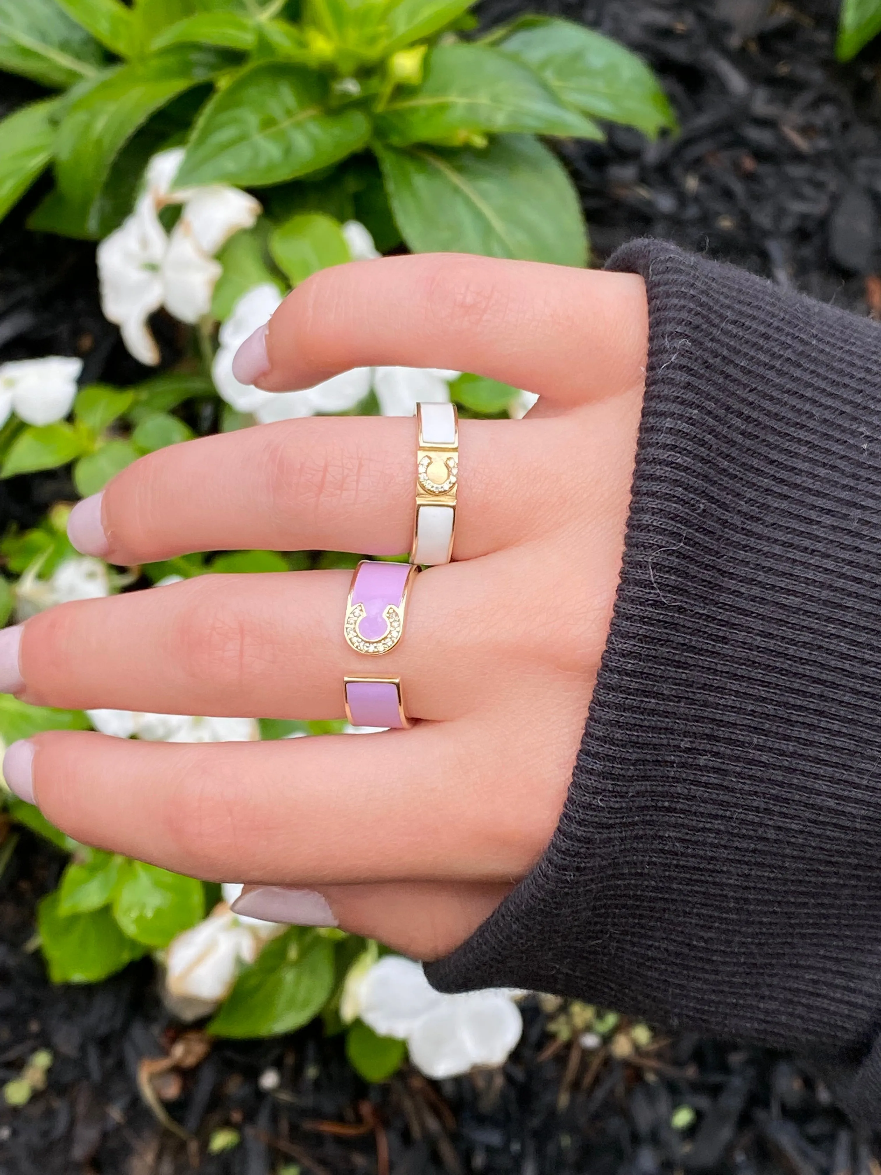 ENAMEL DIAMOND INITIAL  RING