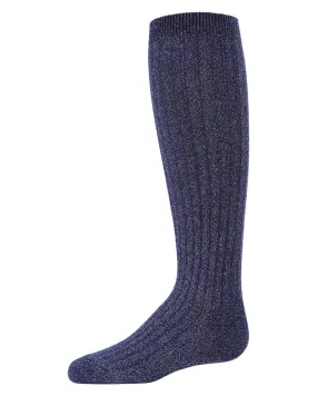 Girls' Ribbed Shimmer Knee-High Socks