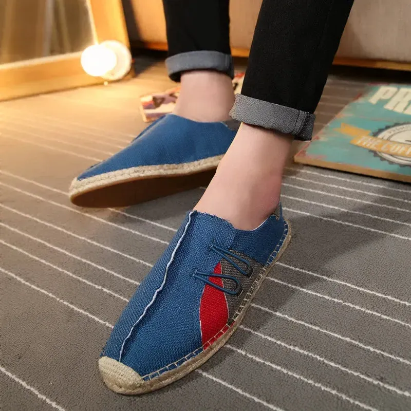 Hemp Wrap Men's Shoes Casual Espadrilles Breathable Canvas Chinese Sewing Slip On Loafers